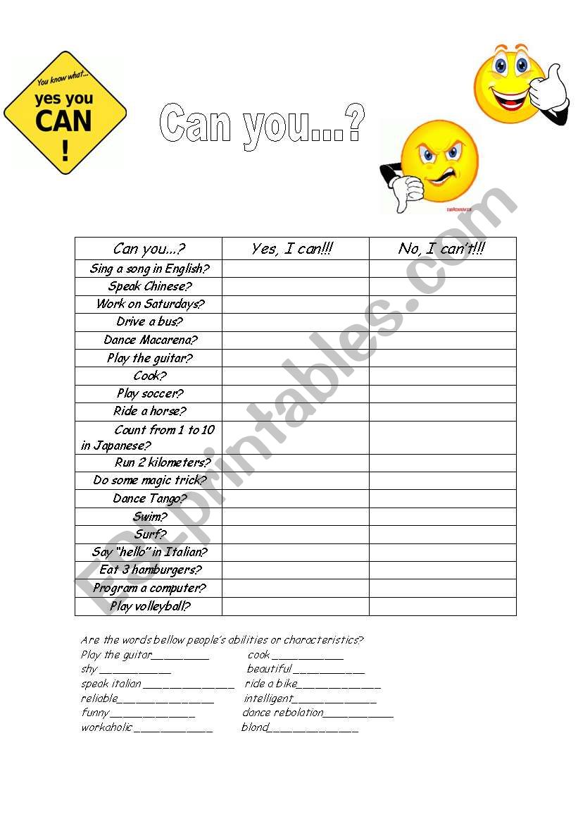 can you? interview worksheet