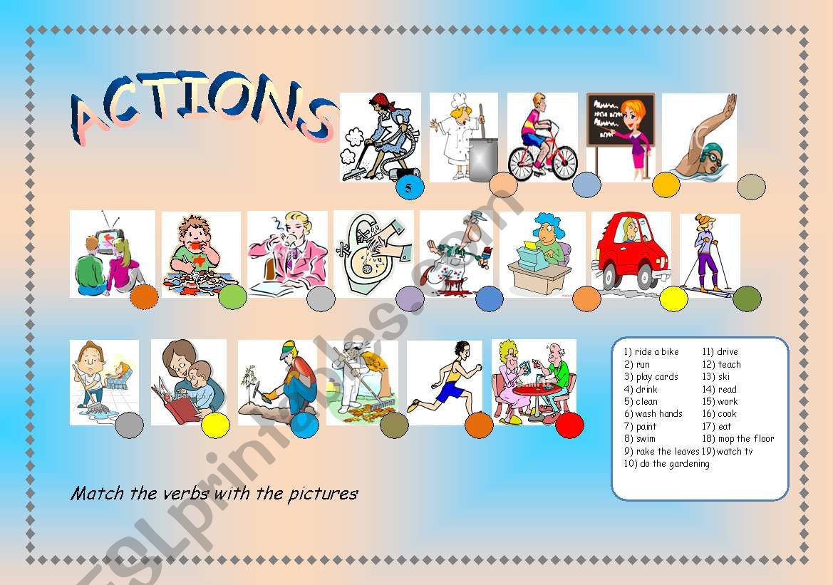 Action verbs worksheet