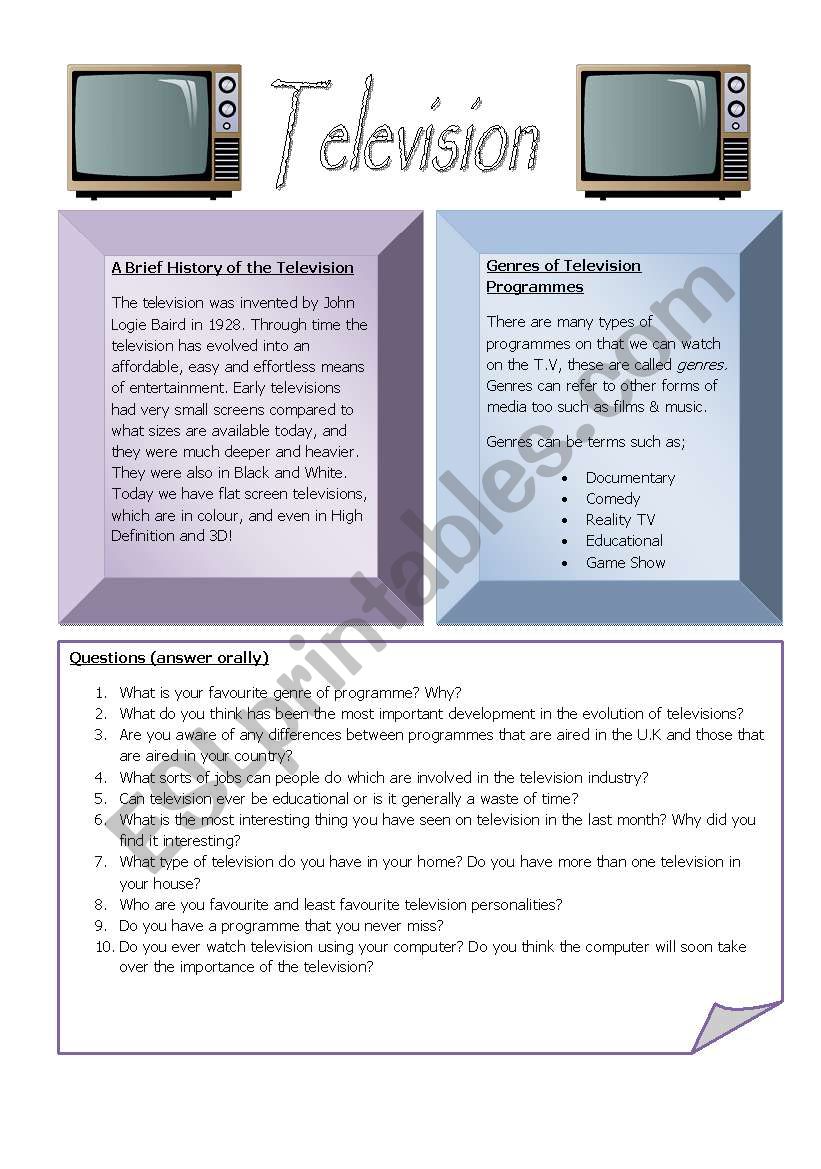 Television worksheet