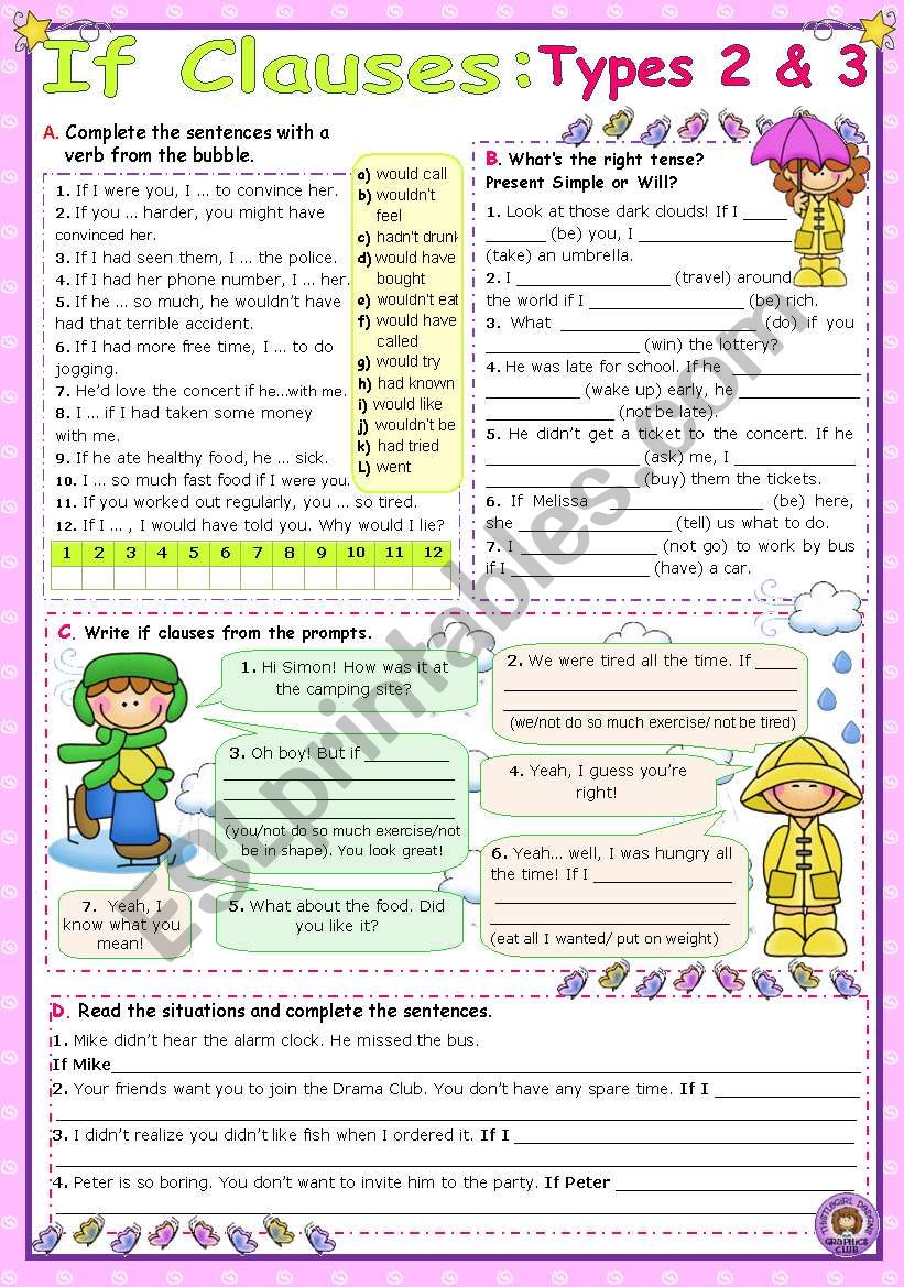 IF Clauses  -  Types 2 & 3 worksheet