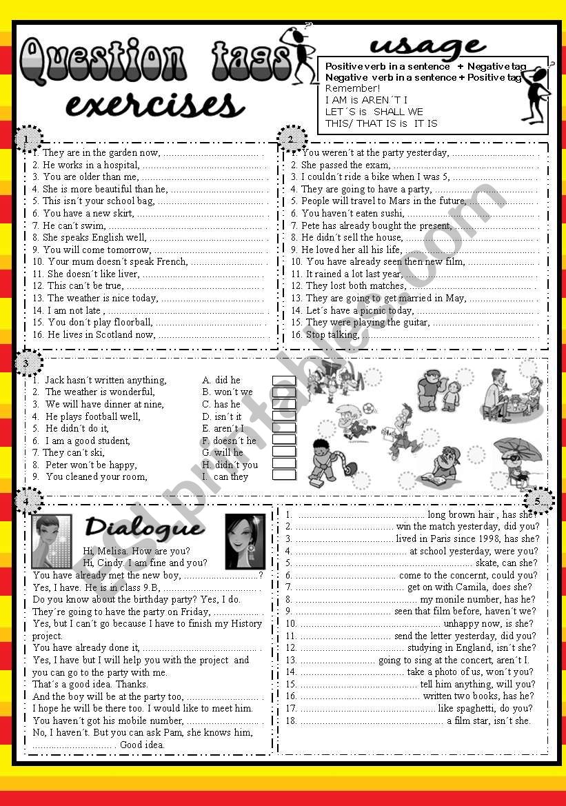 Question Tags Practice With Key English Esl Worksheets Imperative