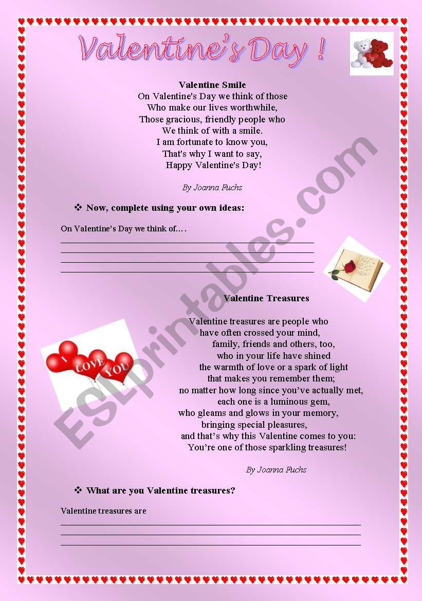 Valentines Day Poems worksheet