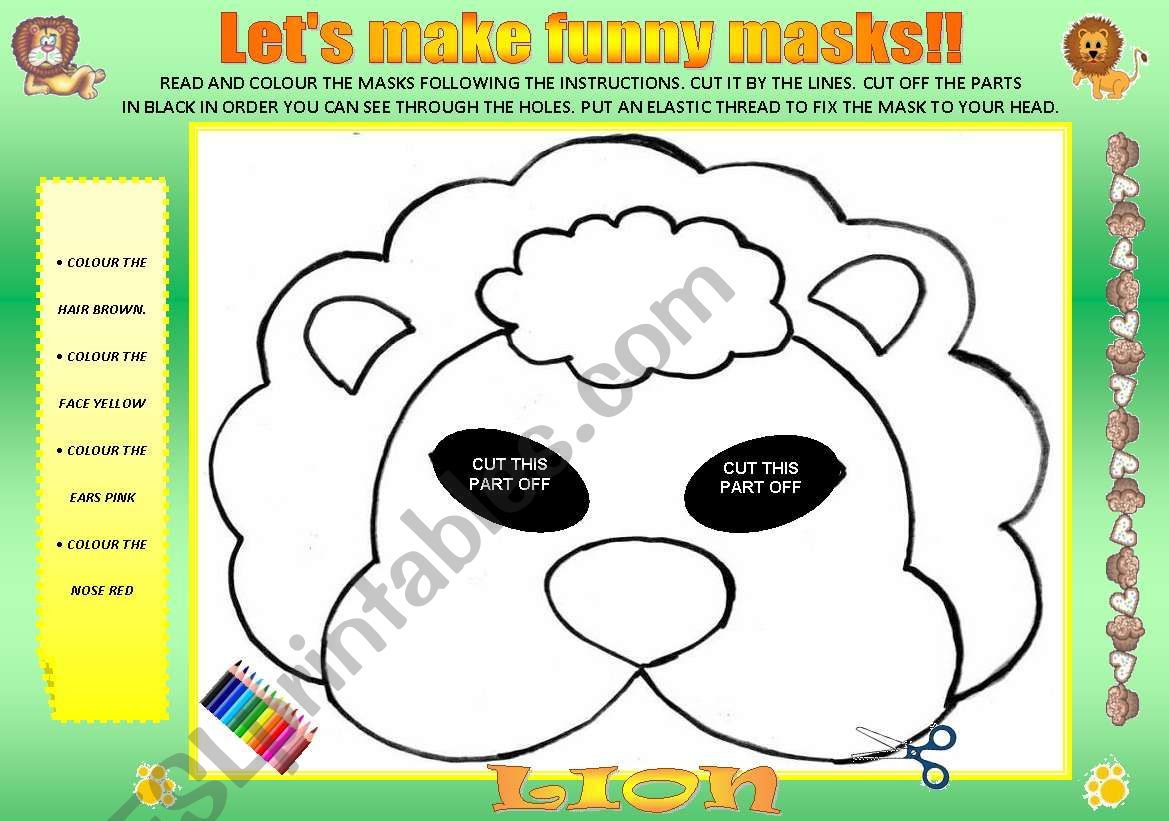 LETÂ´S MAKE FUNNY MASKS!!!!!! worksheet