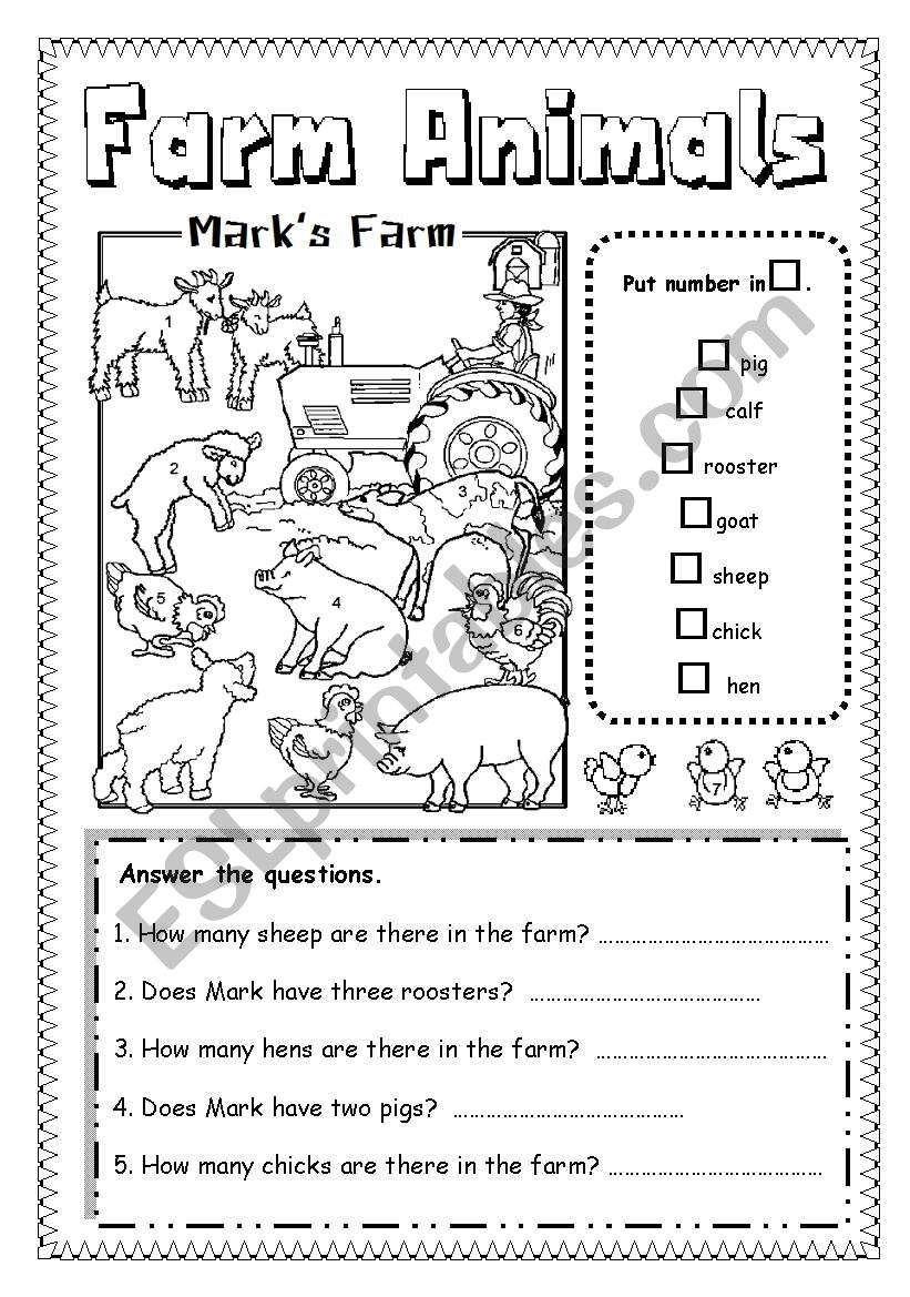 Farm animals worksheet