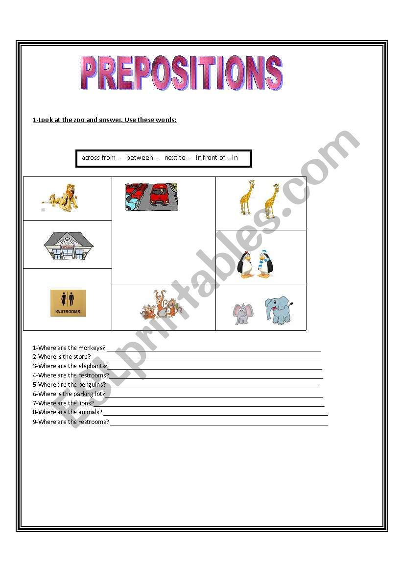 PREPOSITIONS worksheet