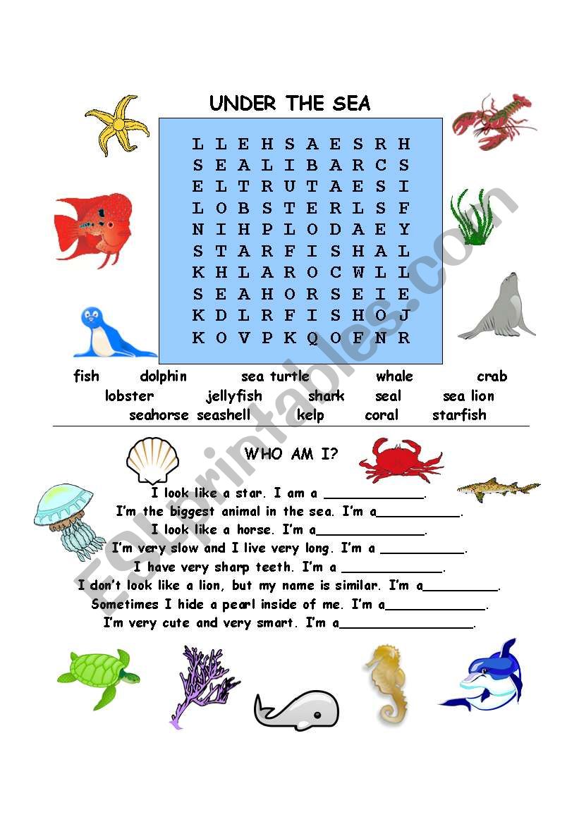 UNDER THE SEA- PUZZLE worksheet