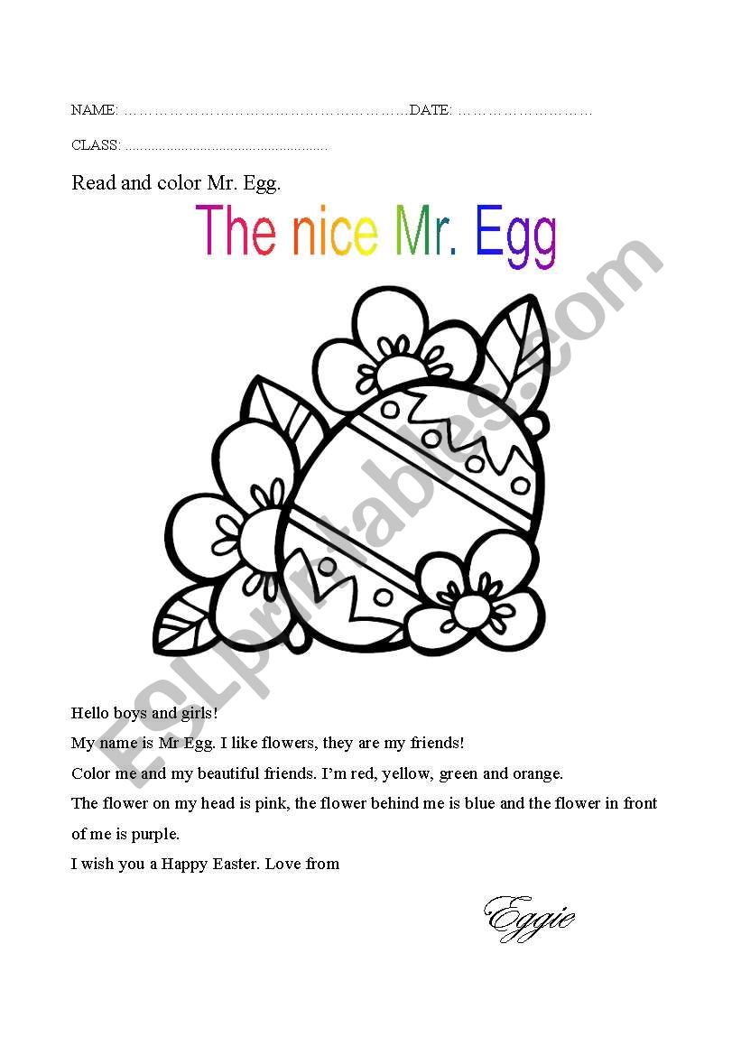 The nice Mr. Egg  worksheet