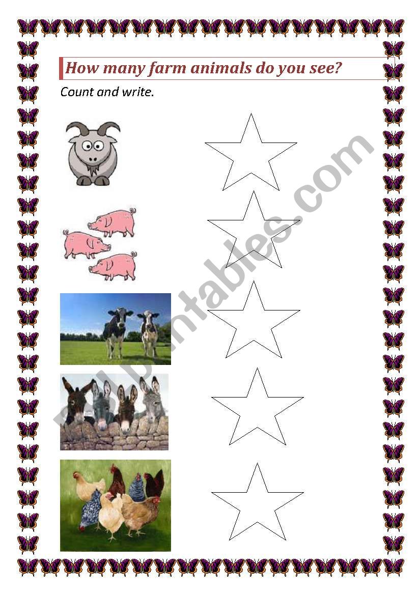 Count Farm Animals worksheet