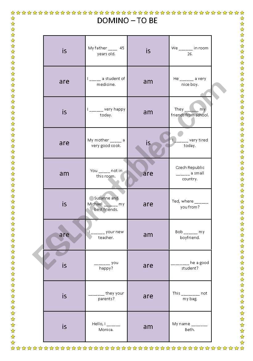 Domino - TO BE worksheet