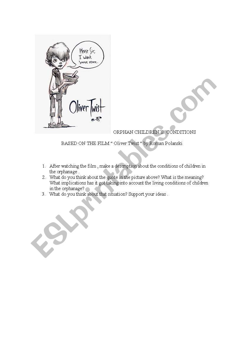 Oliver Twist  worksheet worksheet