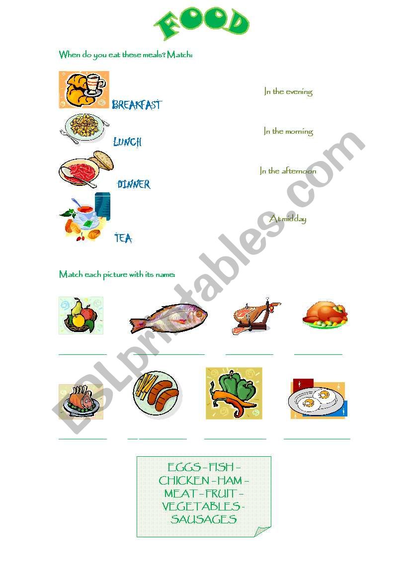 FOOD worksheet