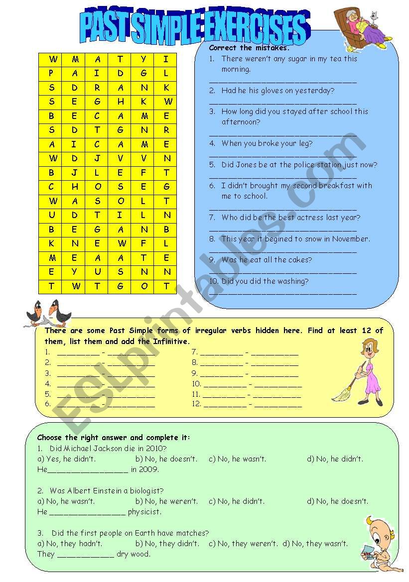 Past simple exercises worksheet