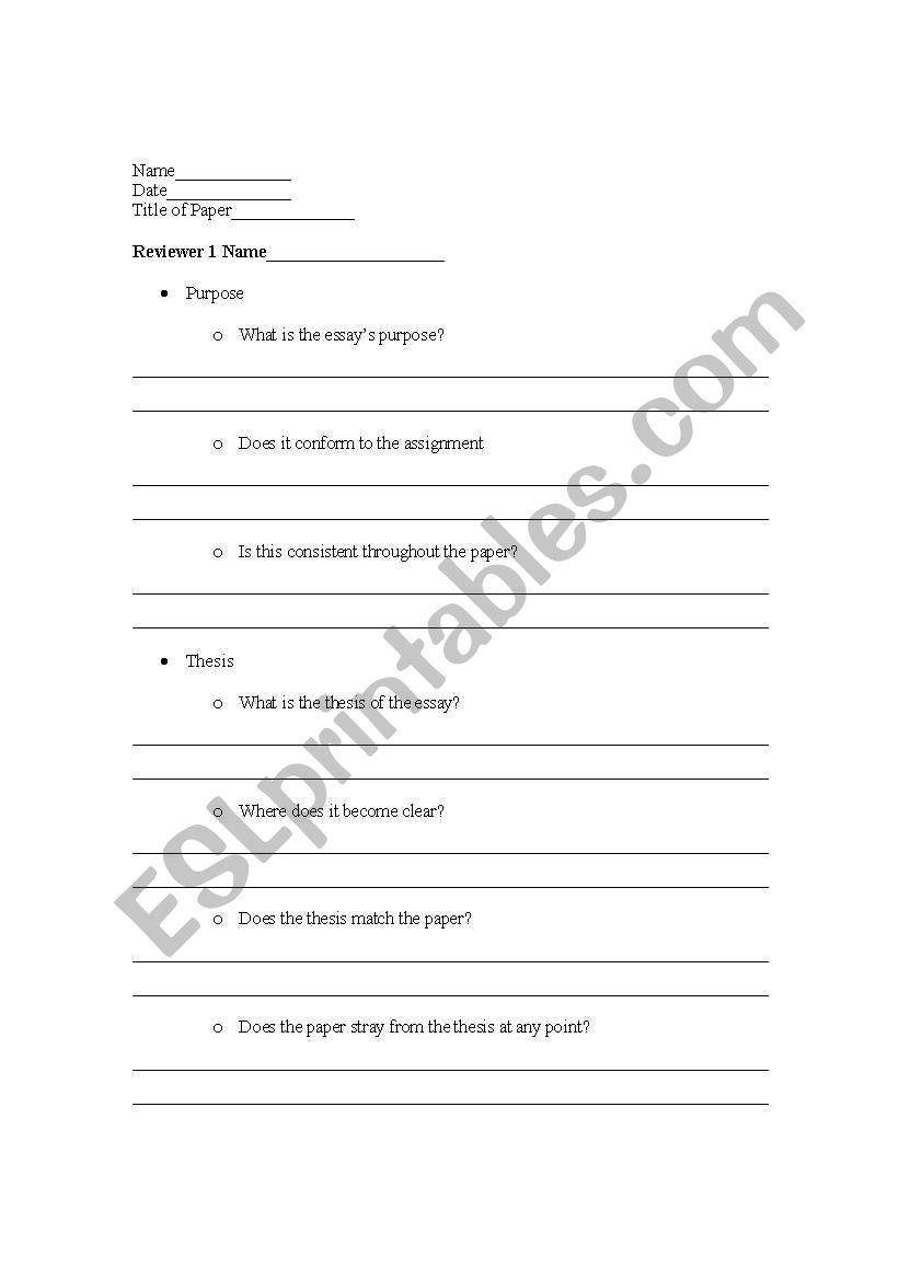 peer review worksheet