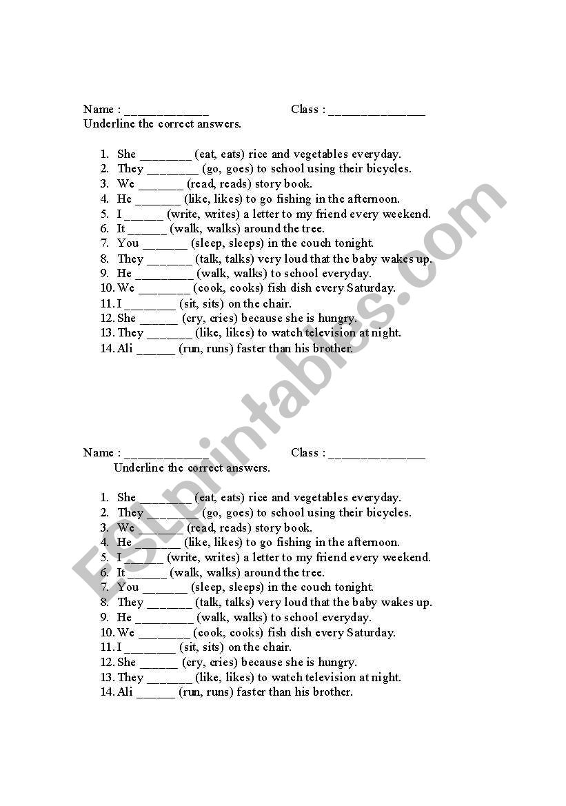 The simple present tense worksheet