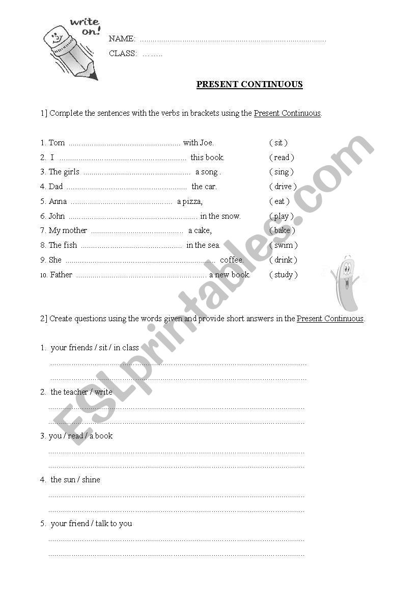 Present Continuous  worksheet