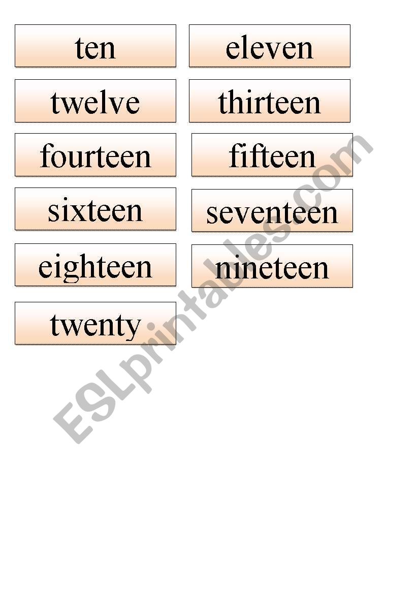 number words 10-20 worksheet