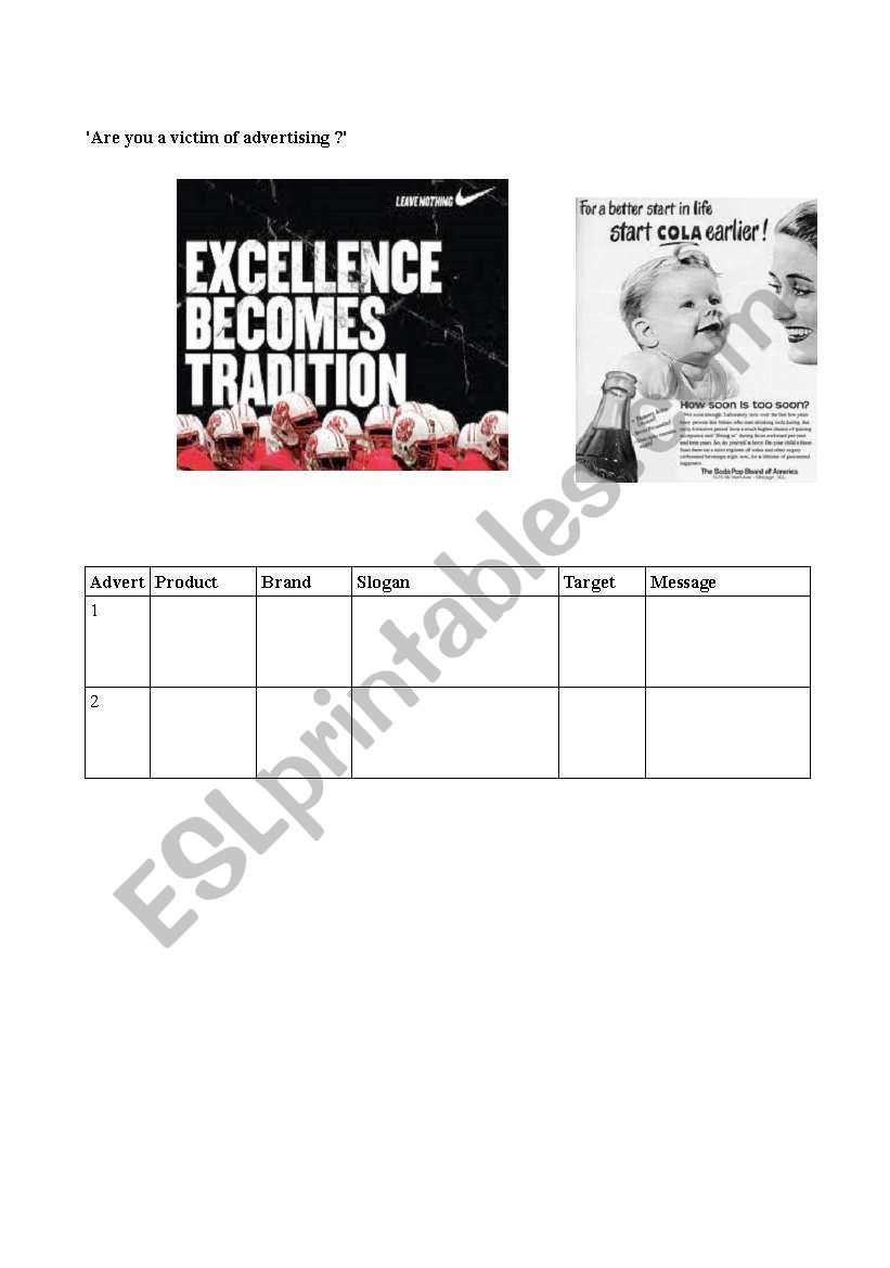 ADVERTS worksheet