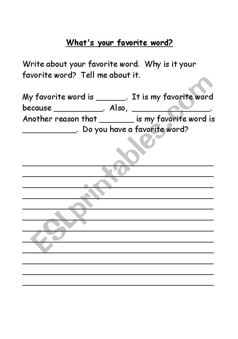 My Favorite Word worksheet