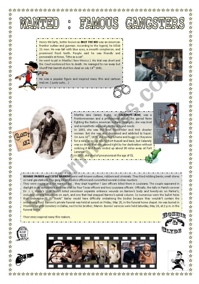 WANTED : famous gangsters ( 3 pages )