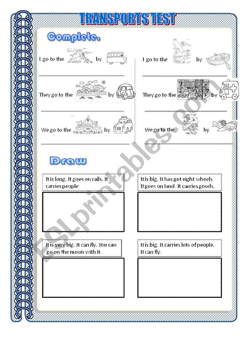 Transports test worksheet