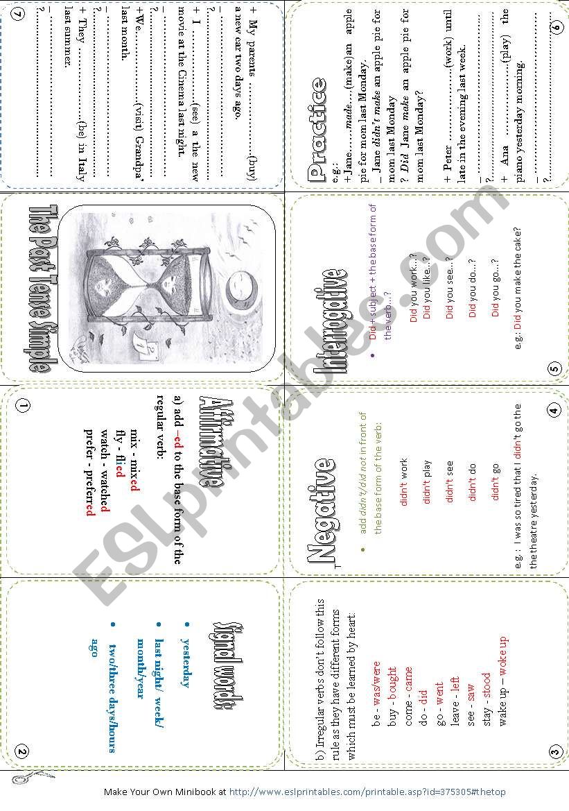 Past Tense Simple - Mini-book worksheet