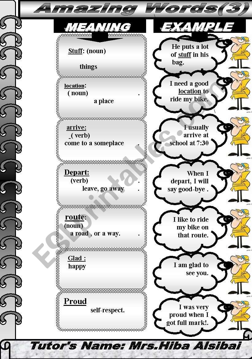 amazing words worksheet