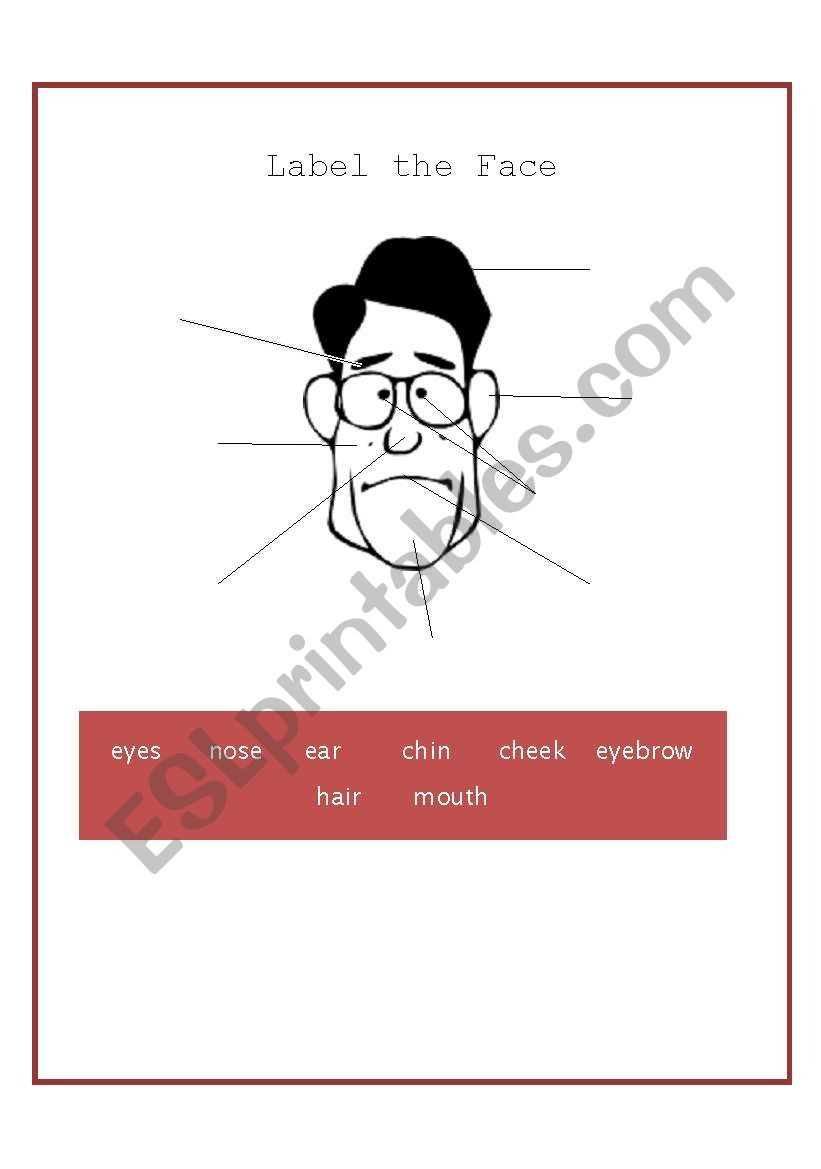 Label The Face worksheet