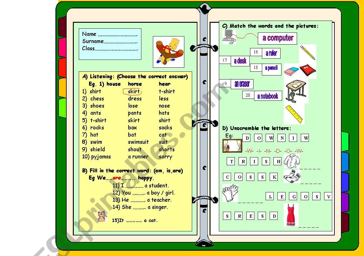 Elementary Test worksheet