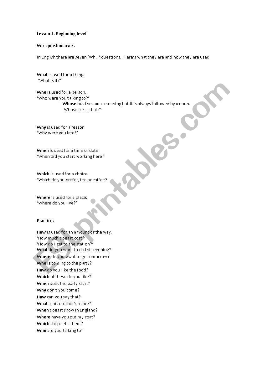 Lesson 1 answer key worksheet