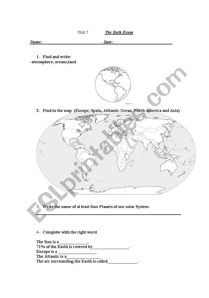 The Earth Exam worksheet