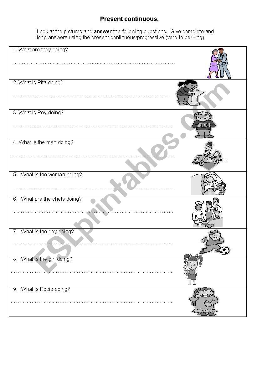 PRESENT CONTINUOUS TENSE.  worksheet