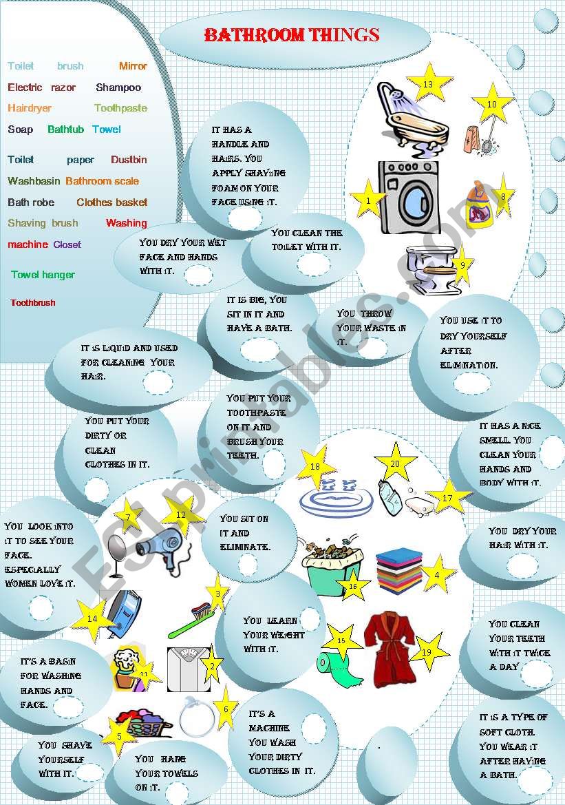 BATHROOM THINGS worksheet