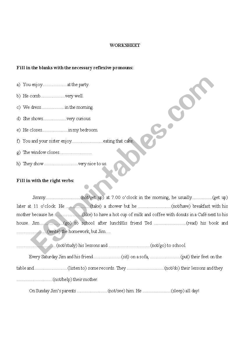 daily routine worksheet