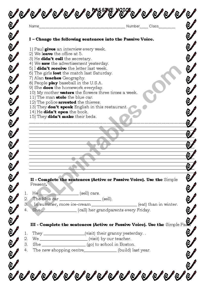 Passive Voice worksheet