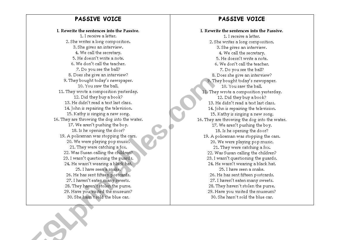 Passive Voice worksheet