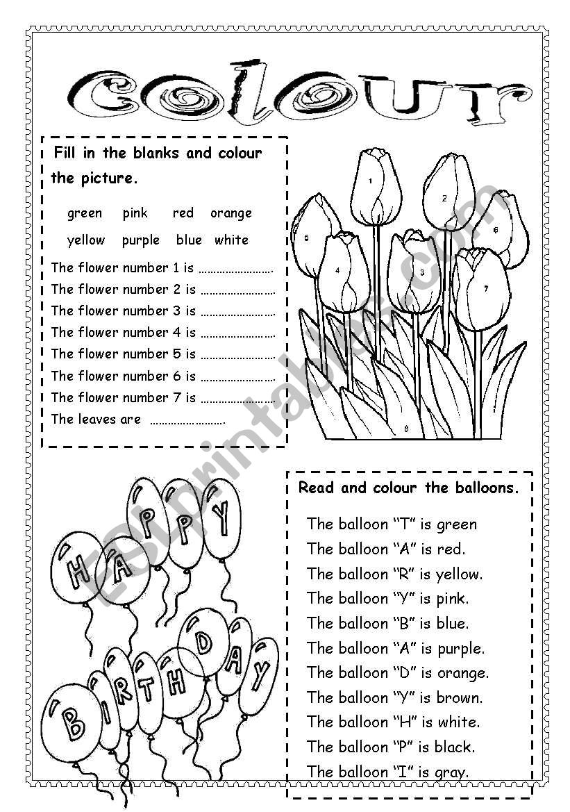 Colours worksheet