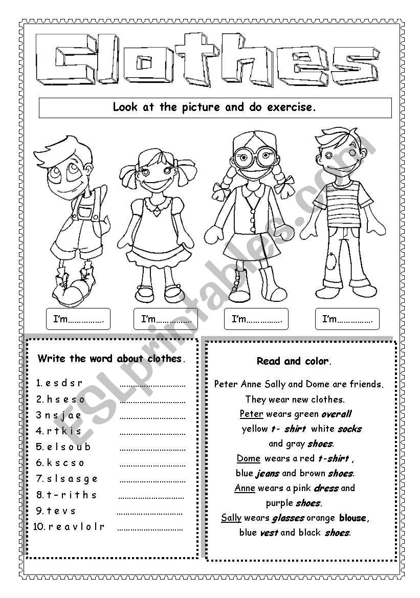 clothes worksheet