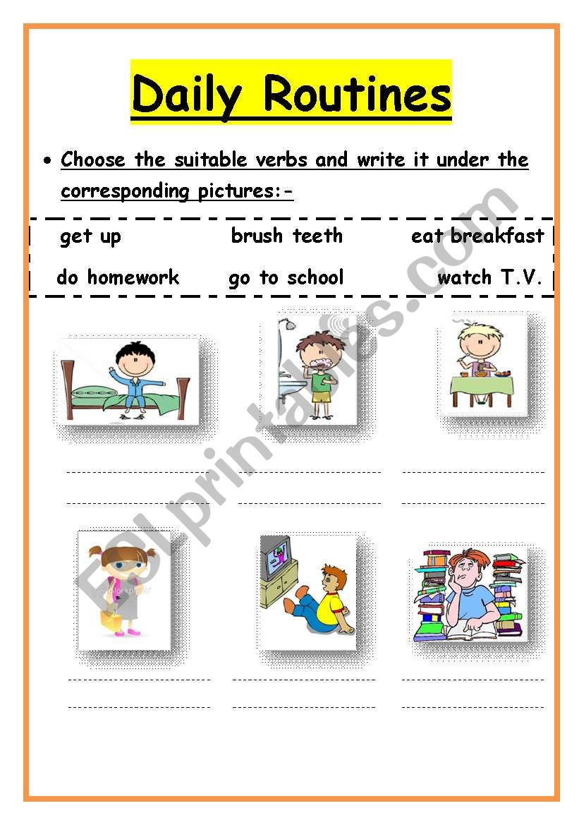 daily routines worksheet