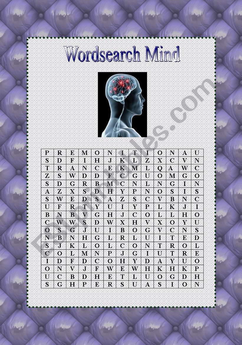 Wordsearch Mind worksheet