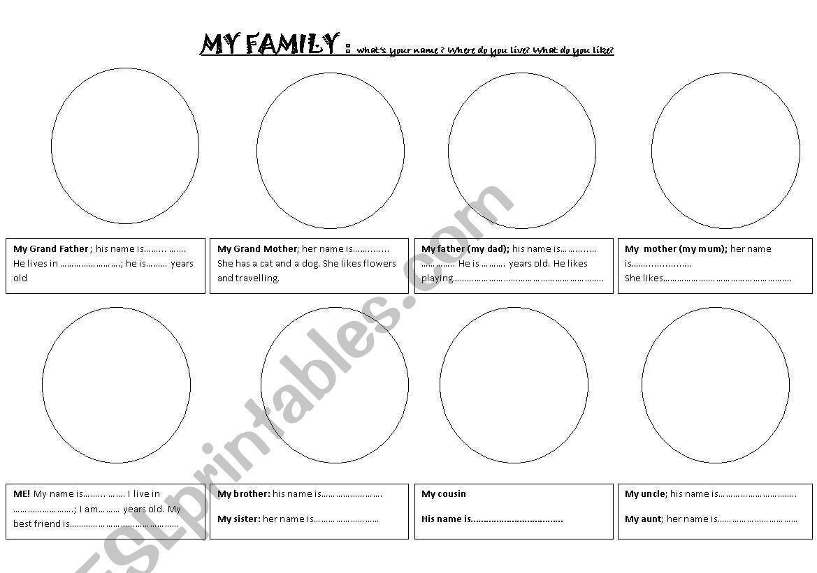 My family worksheet