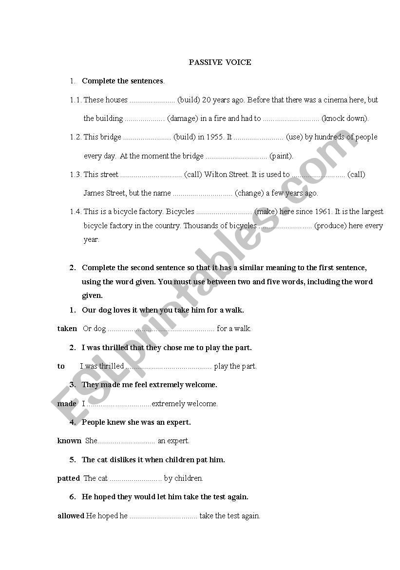 passive voice worksheet