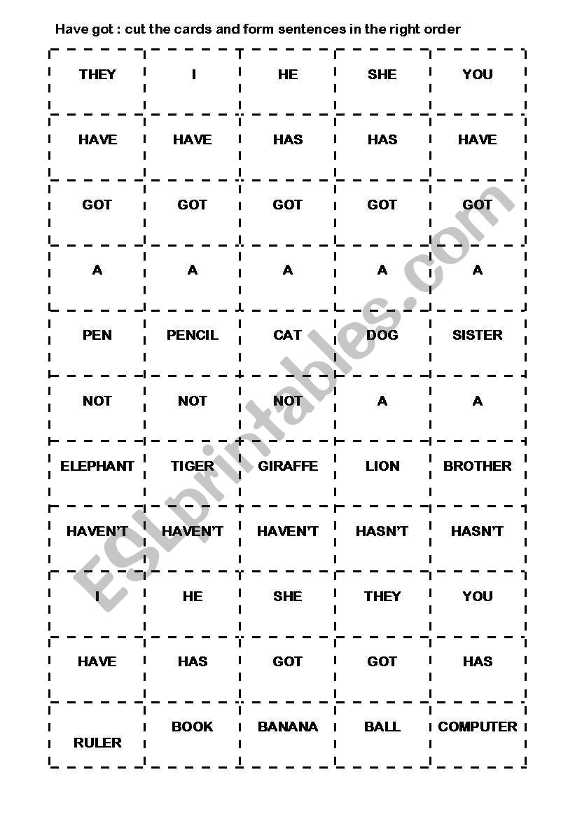 have got / has got sentences for young learners