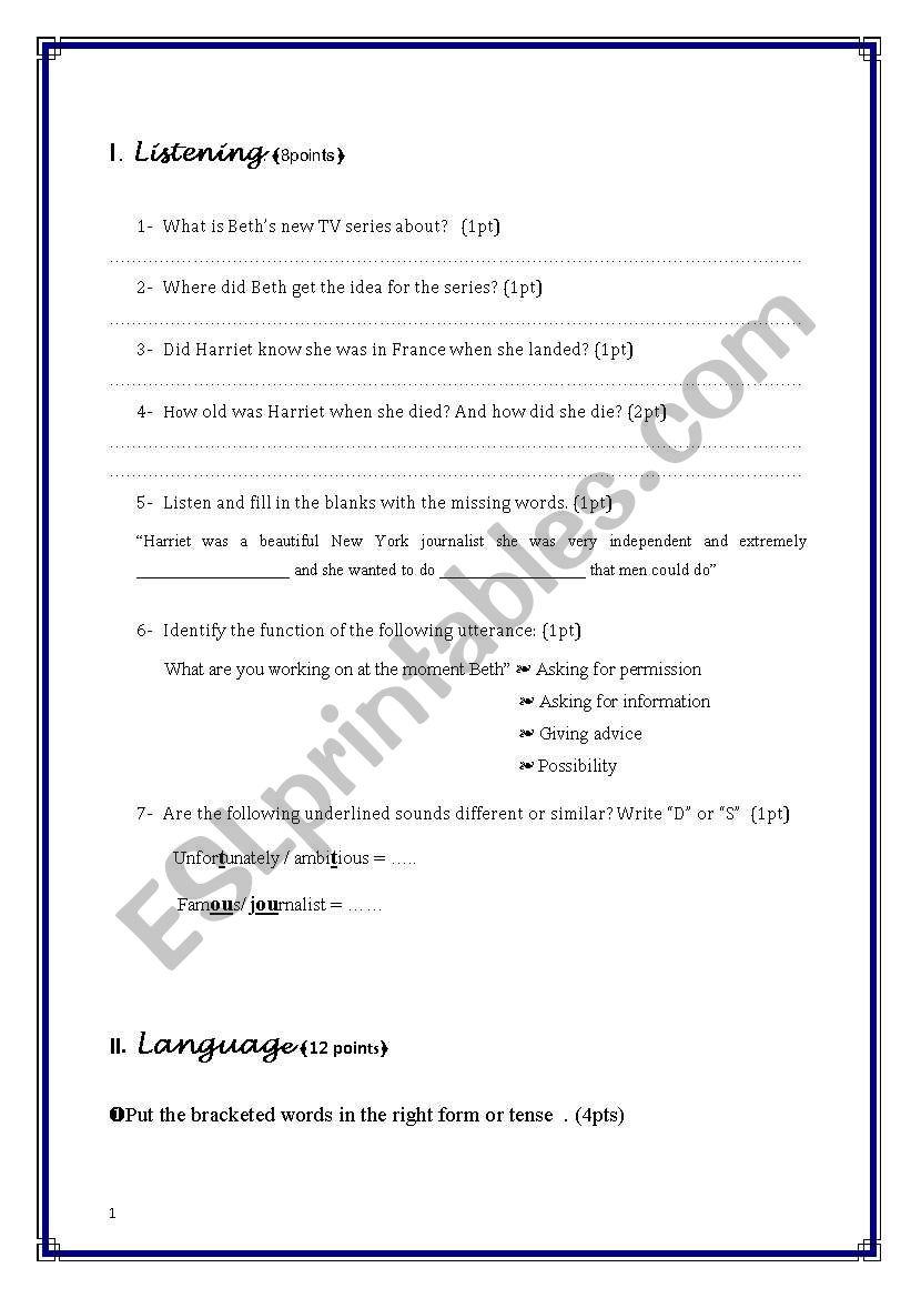test 2 for 2nd year worksheet