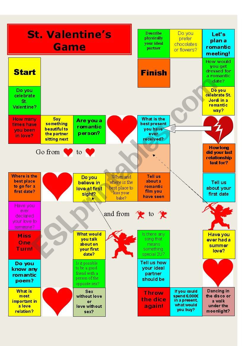 St. Valentine game worksheet