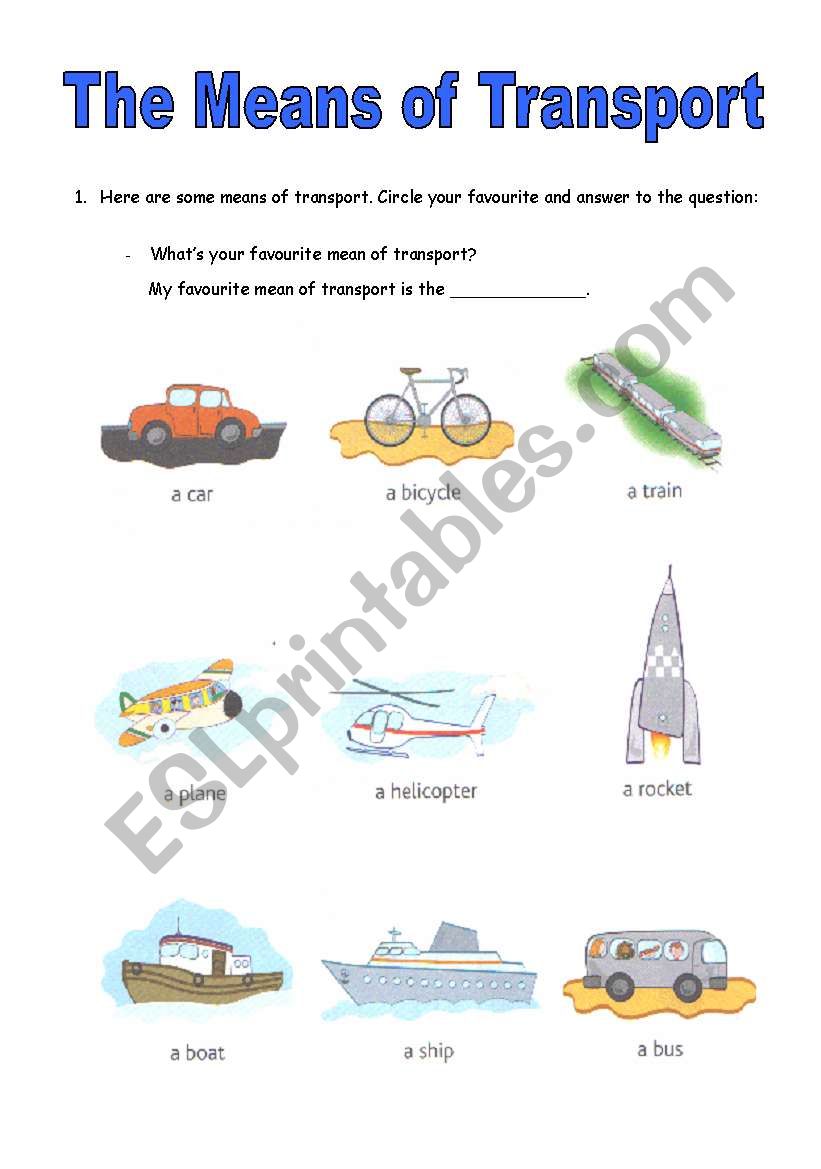 The Means of Transport worksheet