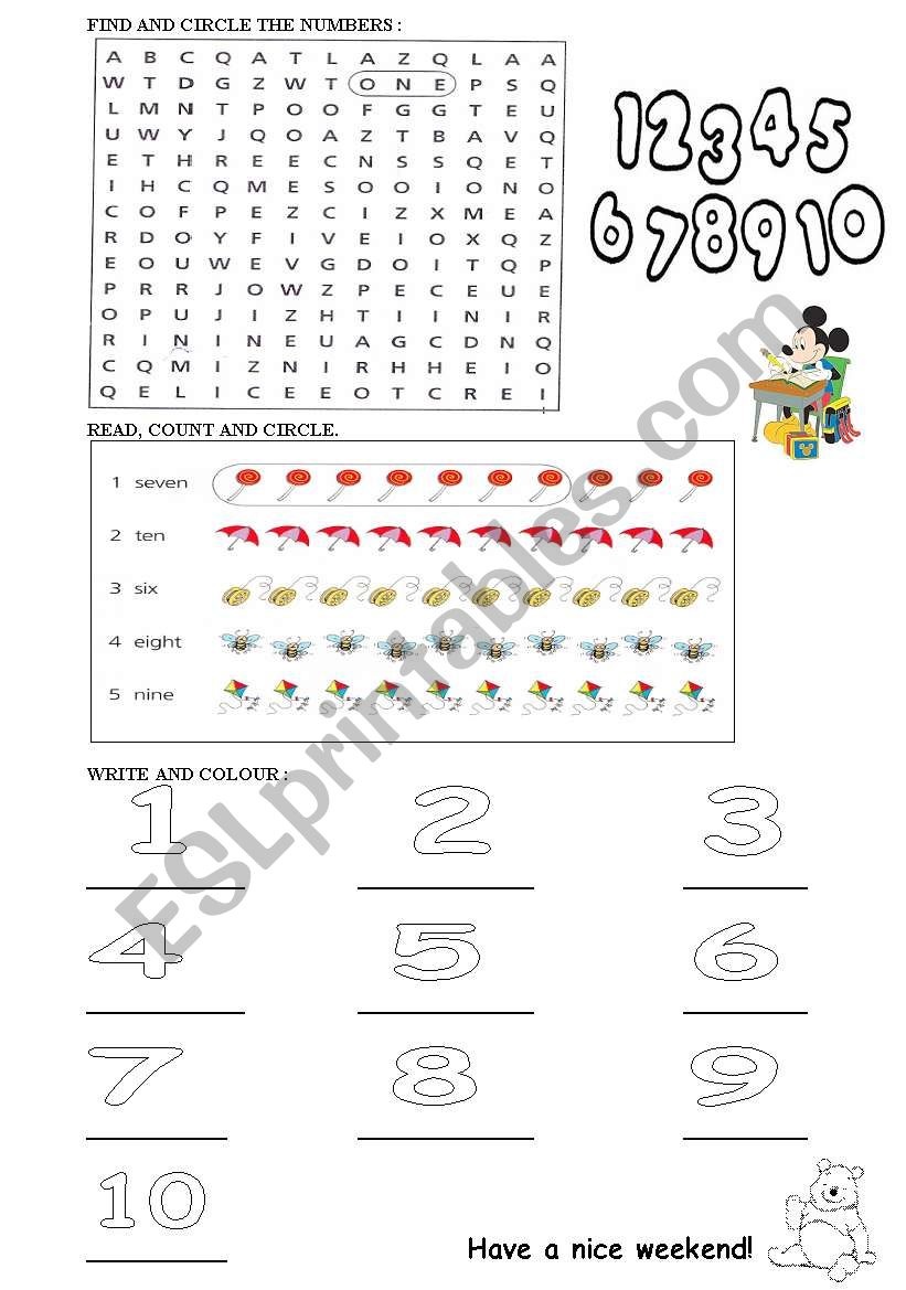 Numbers worksheet