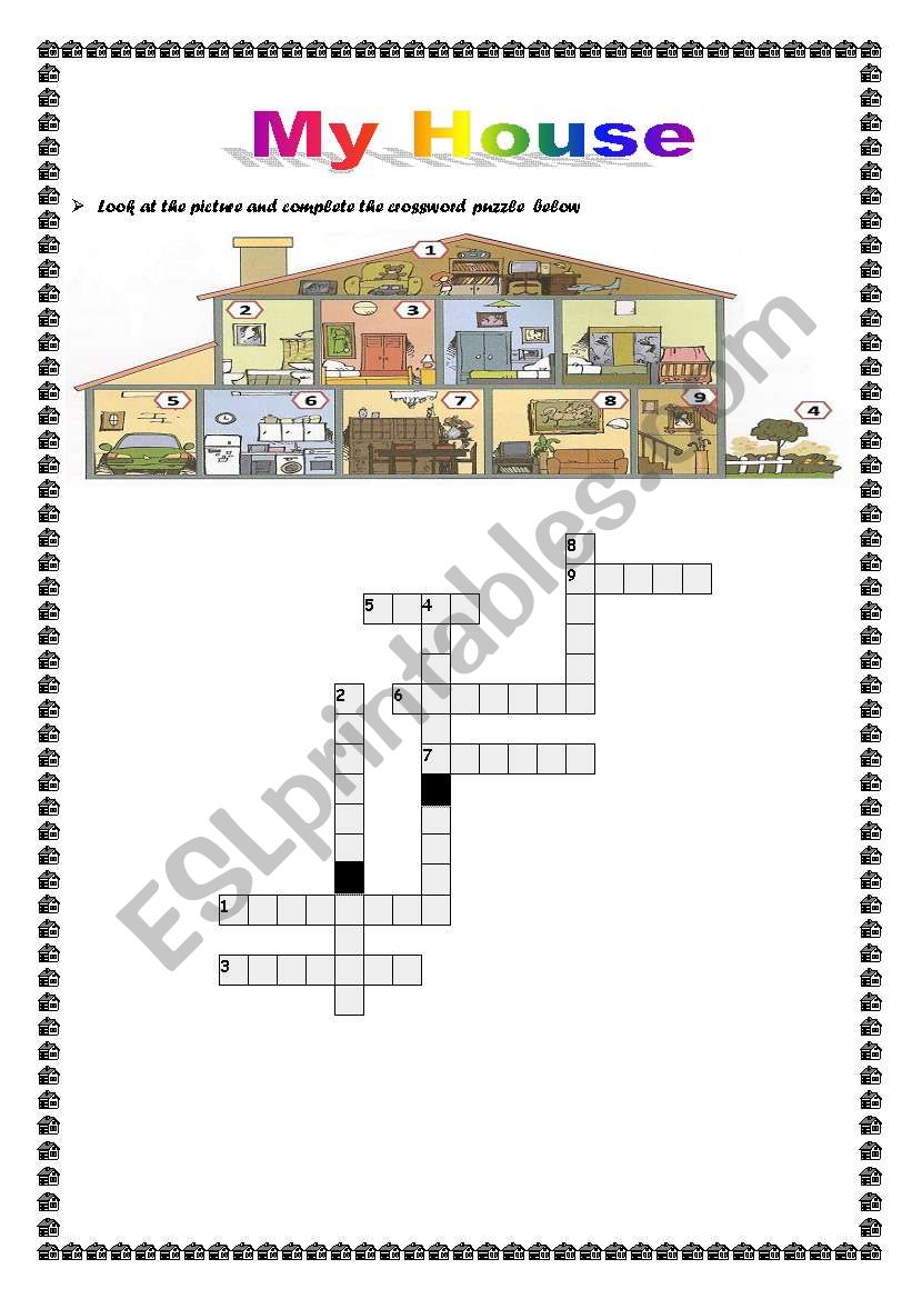 My house crossword puzzle worksheet
