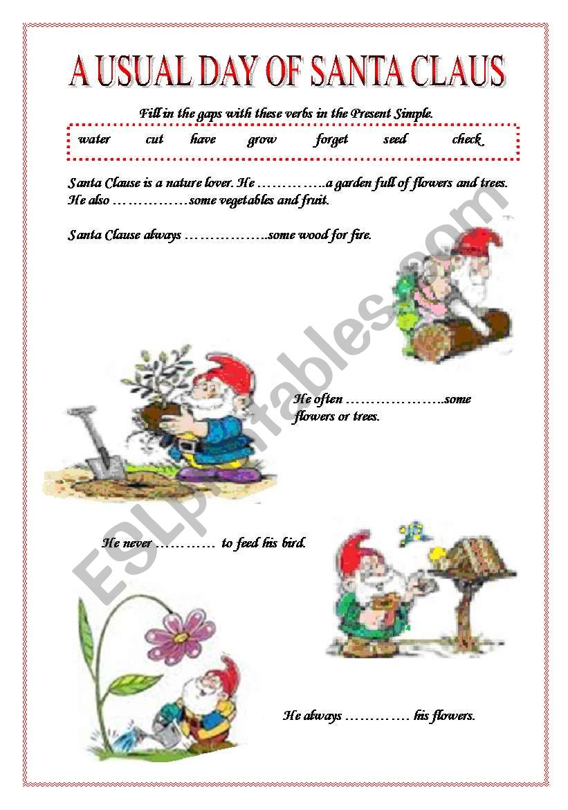 DAILY ROUTINES (SANTA CLAUS) worksheet