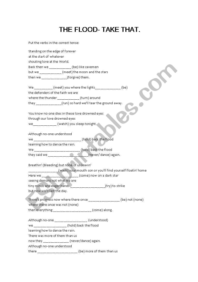 The Flood--Take That worksheet