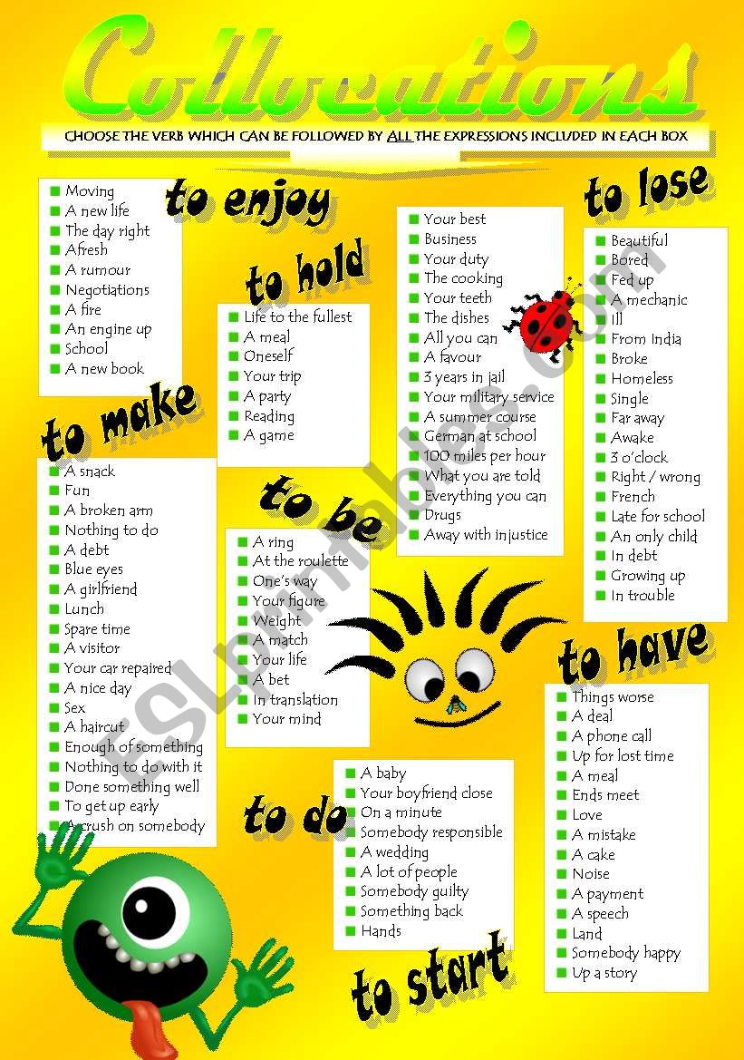 VERB COLLOCATIONS (II) worksheet